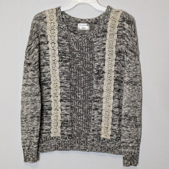 Women's GENTLE FAWN Brown/Beige Variegated Pullover Sweater w Lace; Size S - Picture 1 of 5